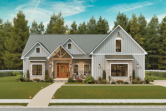 Contemporary, Country, Craftsman, Farmhouse House Plan 100230 with 3 Beds, 3 Baths, 2 Car Garage Elevation