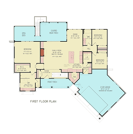 Contemporary House Plan 100233 with 3 Beds, 2 Baths, 2 Car Garage First Level Plan