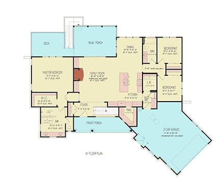 Contemporary, Craftsman House Plan 100234 with 3 Beds, 2 Baths, 2 Car Garage First Level Plan