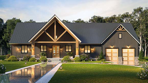 Contemporary, Craftsman, Farmhouse, New American House Plan 100235 with 3 Beds, 4 Baths, 2 Car Garage Elevation