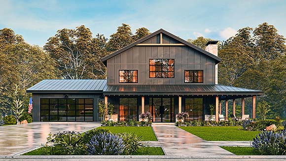 Barndominium, Contemporary, Country, Craftsman, Farmhouse House Plan 100237 with 3 Beds, 3 Baths, 2 Car Garage Elevation