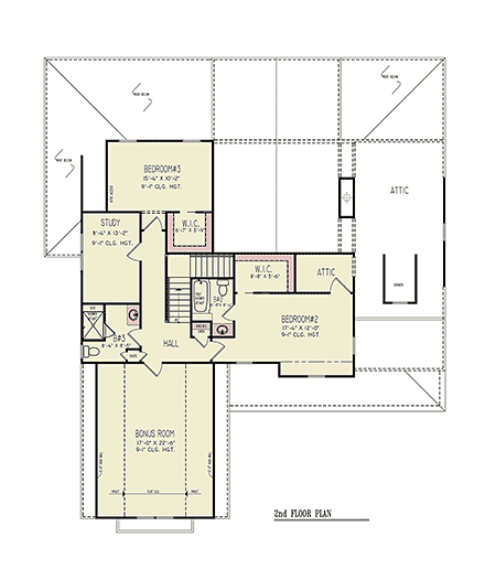 Contemporary, Country, Farmhouse, New American House Plan 100238 with 3 Beds, 4 Baths, 2 Car Garage Second Level Plan