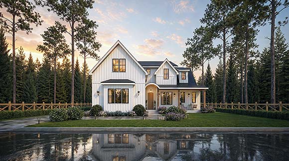 Contemporary, Country, Farmhouse, New American House Plan 100238 with 3 Beds, 4 Baths, 2 Car Garage Elevation