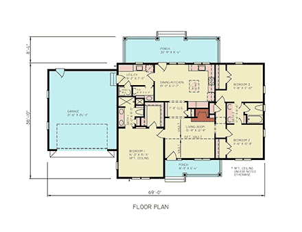 Contemporary, Country, Farmhouse, Traditional House Plan 100239 with 3 Beds, 3 Baths, 2 Car Garage First Level Plan
