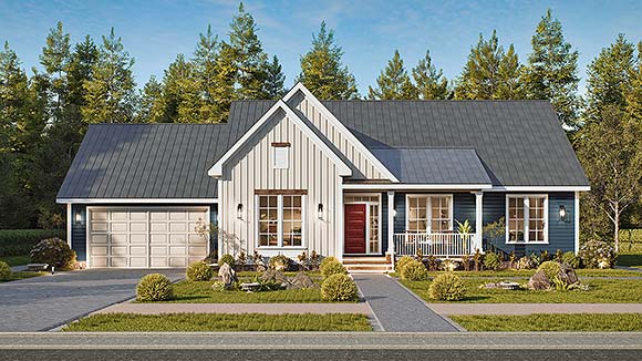 Contemporary, Country, Farmhouse, Traditional House Plan 100239 with 3 Beds, 3 Baths, 2 Car Garage Elevation
