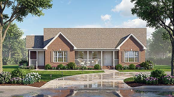 Ranch, Traditional House Plan 100242 with 3 Beds, 2 Baths Elevation