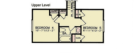 Cabin, Southern House Plan 100243 with 5 Beds, 3 Baths Second Level Plan