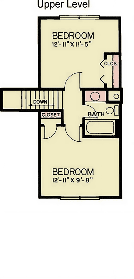 Cabin, Cottage House Plan 100244 with 3 Beds, 2 Baths Second Level Plan