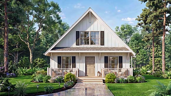 Cabin, Cottage House Plan 100244 with 3 Beds, 2 Baths Elevation