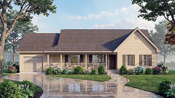 Cottage, Country, Ranch, Traditional House Plan 100245 with 3 Beds, 2 Baths, 1 Car Garage Elevation