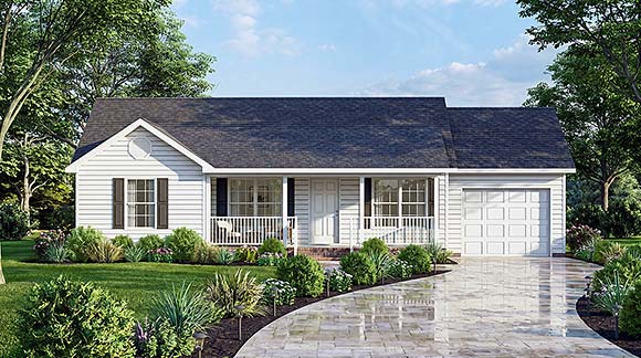 Ranch, Traditional House Plan 100247 with 3 Beds, 2 Baths, 1 Car Garage Elevation