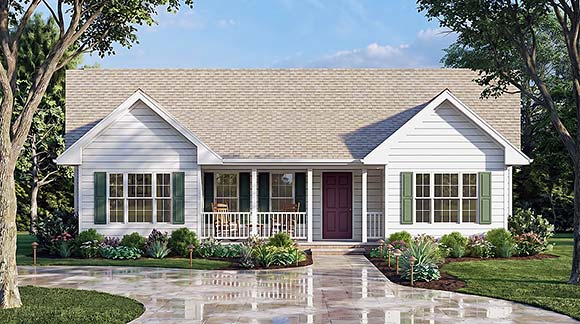 Ranch, Traditional House Plan 100251 with 3 Beds, 2 Baths Elevation