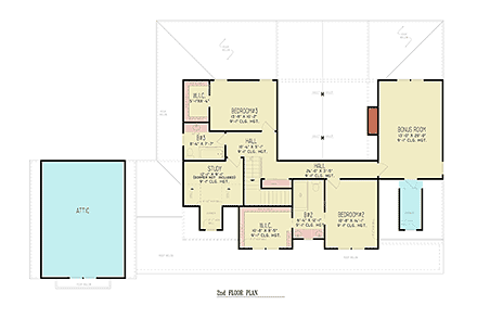 Contemporary, Farmhouse, New American House Plan 100253 with 3 Beds, 4 Baths, 2 Car Garage Second Level Plan