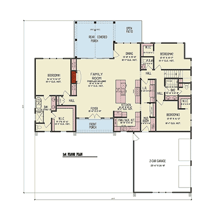 Contemporary, Cottage House Plan 100255 with 4 Beds, 5 Baths, 2 Car Garage First Level Plan