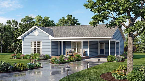 Ranch, Traditional House Plan 100257 with 2 Beds, 1 Baths, 1 Car Garage Elevation