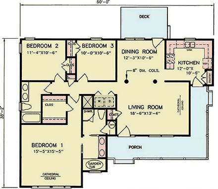 Contemporary, Farmhouse, Traditional House Plan 100260 with 3 Beds, 2 Baths First Level Plan