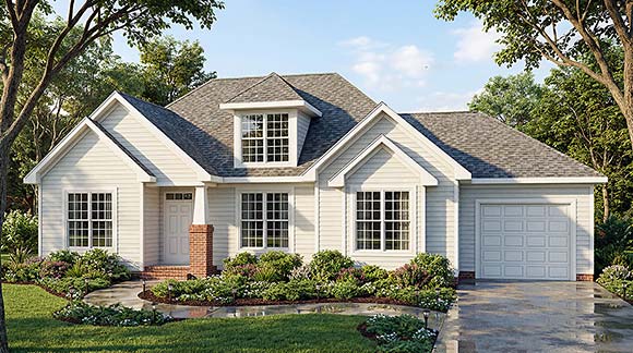 Ranch, Traditional House Plan 100261 with 3 Beds, 2 Baths, 1 Car Garage Elevation