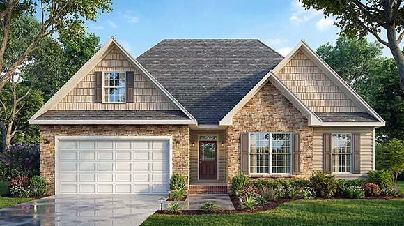 Bungalow, Ranch House Plan 100262 with 3 Beds, 2 Baths, 2 Car Garage Elevation