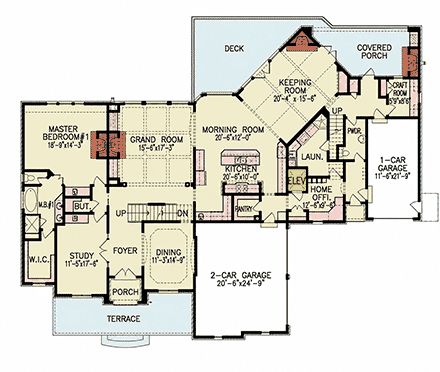 European, Traditional, Tudor House Plan 100268 with 5 Beds, 6 Baths, 3 Car Garage First Level Plan