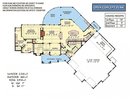 Craftsman, European House Plan 100270 with 3 Beds, 3 Baths, 3 Car Garage First Level Plan