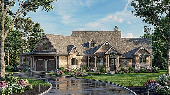 Cottage, Craftsman, European, Ranch, Traditional House Plan 100273 with 3 Beds, 5 Baths, 2 Car Garage Elevation