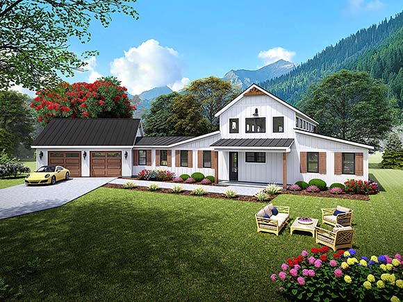 Barndominium, Country, Farmhouse, Ranch House Plan 100304 with 3 Beds, 2 Baths, 2 Car Garage Elevation