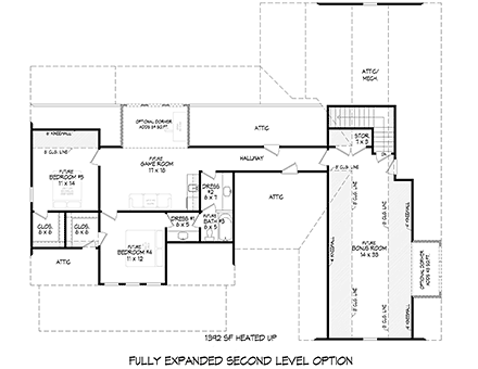 Cottage, Country, Farmhouse, New American, Traditional House Plan 100305 with 3 Beds, 3 Baths, 2 Car Garage Second Level Plan