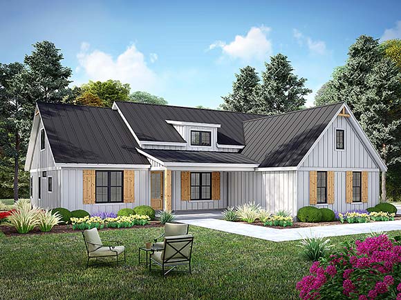 Cottage, Country, Farmhouse House Plan 100307 with 3 Beds, 3 Baths, 2 Car Garage Elevation