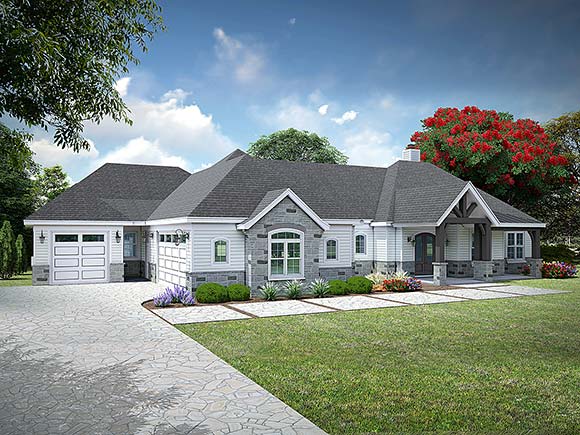 European, French Country, Ranch House Plan 100321 with 3 Beds, 3 Baths, 3 Car Garage Elevation