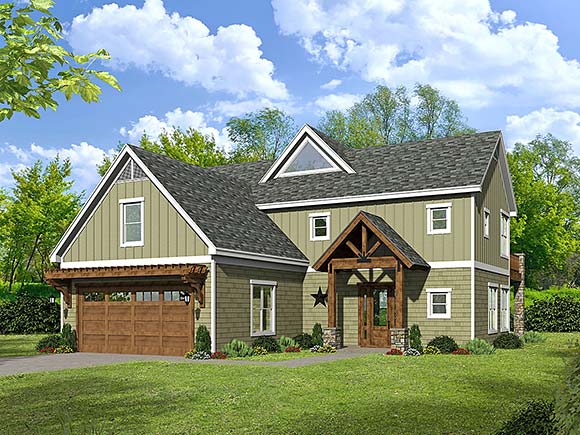 Farmhouse, Traditional House Plan 100323 with 3 Beds, 3 Baths, 2 Car Garage Elevation