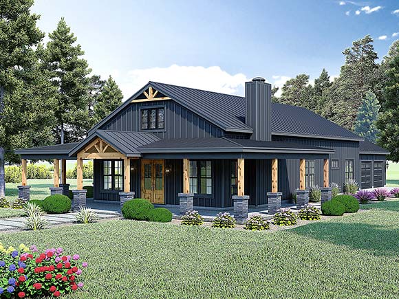 Country, Farmhouse House Plan 100325 with 4 Beds, 3 Baths, 3 Car Garage Elevation