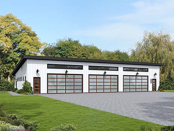 Contemporary, Modern Garage-Living Plan 100332 with 1 Beds, 2 Baths, 6 Car Garage Elevation
