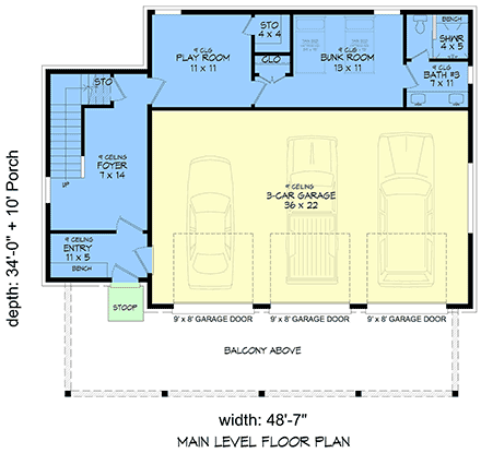 Contemporary, Country House Plan 100333 with 3 Beds, 5 Baths, 3 Car Garage First Level Plan