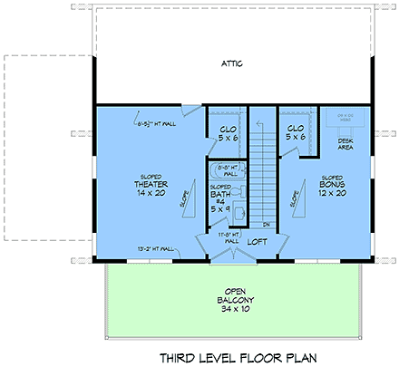 Contemporary, Country House Plan 100333 with 3 Beds, 5 Baths, 3 Car Garage Third Level Plan