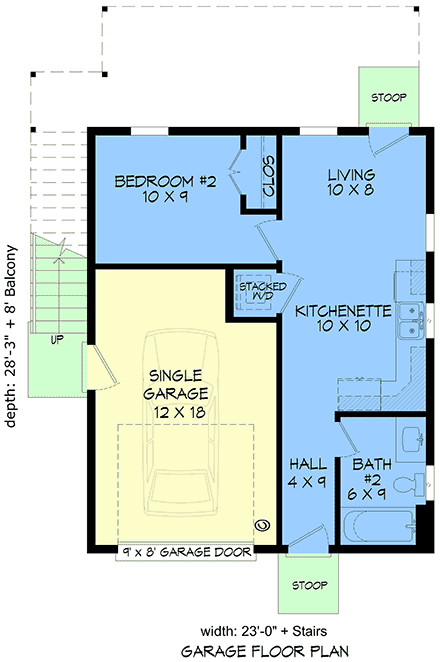 Contemporary, Modern Multi-Family Plan 100339 with 2 Beds, 2 Baths, 1 Car Garage First Level Plan