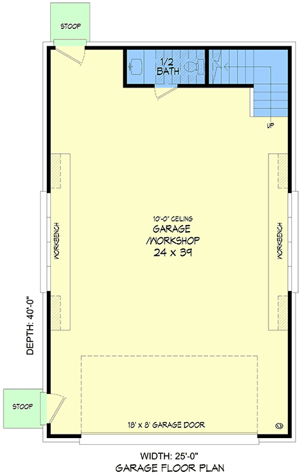 Cape Cod, Country, Traditional Garage-Living Plan 100340, 2 Car Garage First Level Plan