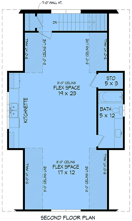 Cape Cod, Country, Traditional Garage-Living Plan 100340, 2 Car Garage Second Level Plan