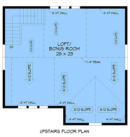 Bungalow, Country, Craftsman Garage-Living Plan 100344, 2 Car Garage Second Level Plan