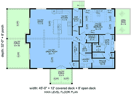 Coastal, Cottage, Craftsman House Plan 100347 with 2 Beds, 3 Baths First Level Plan