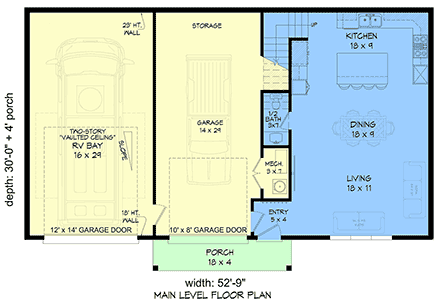 Contemporary, Modern Garage-Living Plan 100349 with 3 Beds, 3 Baths, 2 Car Garage First Level Plan