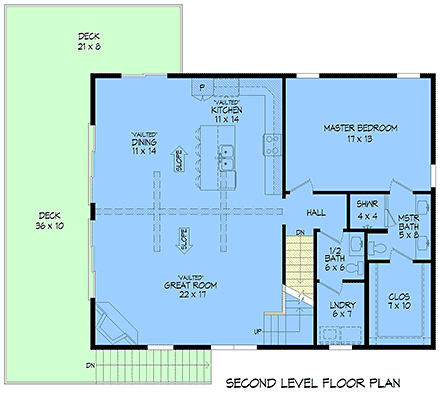 Contemporary, Prairie House Plan 100350 with 2 Beds, 5 Baths Second Level Plan