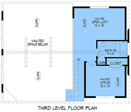 Contemporary, Prairie House Plan 100350 with 2 Beds, 5 Baths Third Level Plan