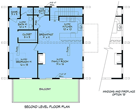 Coastal, Contemporary, Modern House Plan 100353 with 3 Beds, 3 Baths Second Level Plan