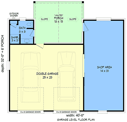 Country, Traditional 2 Car Garage Plan 100356 First Level Plan
