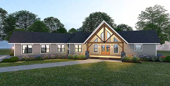 Bungalow, Country, Craftsman, Ranch, Traditional House Plan 100359 with 3 Beds, 2 Baths, 2 Car Garage Elevation