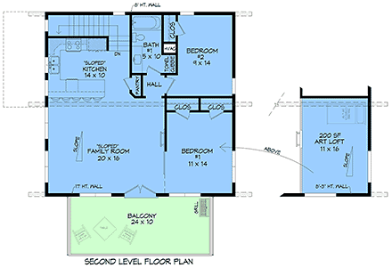 Coastal, Contemporary, Modern House Plan 100361 with 4 Beds, 2 Baths, 1 Car Garage Second Level Plan