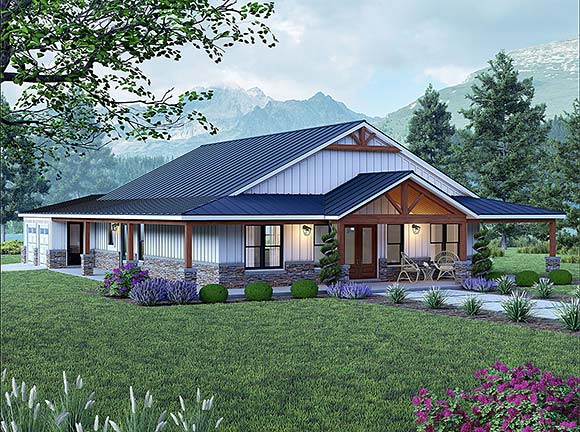 Barndominium, Country, Farmhouse, Ranch House Plan 100362 with 4 Beds, 3 Baths, 2 Car Garage Elevation