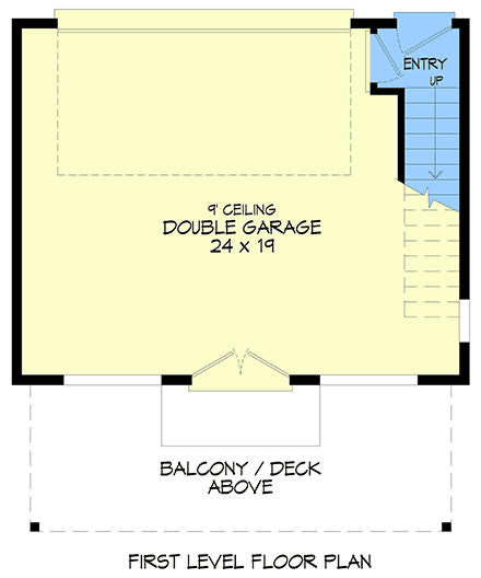 Contemporary, Modern Garage-Living Plan 100365, 2 Car Garage First Level Plan