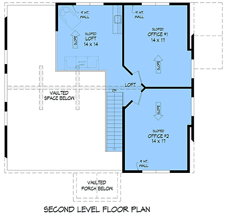 Cabin, Country, French Country, Prairie House Plan 100369 with 1 Beds, 2 Baths Second Level Plan