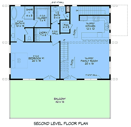 Contemporary, Modern House Plan 100373 with 3 Beds, 3 Baths, 3 Car Garage Second Level Plan